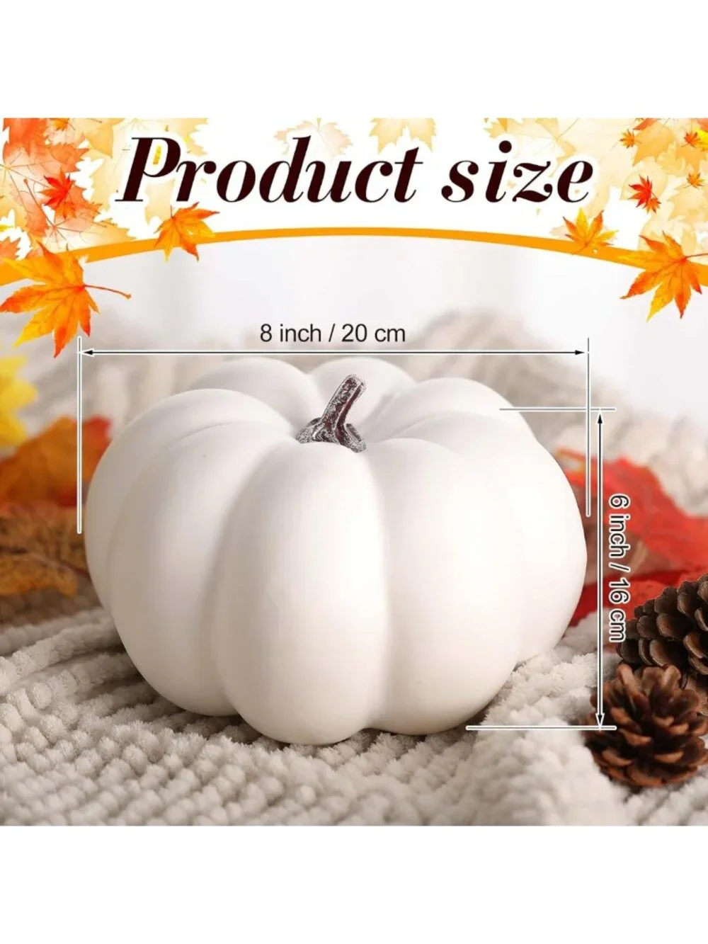 Large 8-Inch Foam Artificial Pumpkins for Fall Halloween Thanksgiving Decor